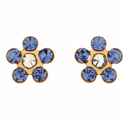 21527:2316090:P 14kt Yellow Imitation "September" Youth Birthstone Flower Inverness Piercing Earrings