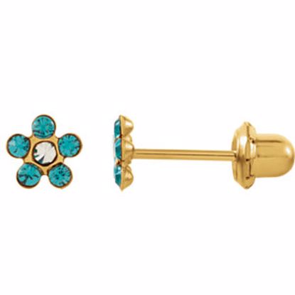 21527:2316120:P 14kt Yellow Imitation "December" Youth Birthstone Flower Inverness Piercing Earrings