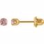 21526:2315920:P 24kt Yellow with Stainless Steel Solitaire "June" Birthstone Piercing Earrings