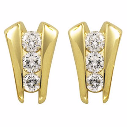 61693:2517300:P 14kt Yellow 1 1/8 CTW Diamond 3-Stone Earrings