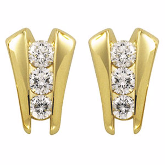 61693:2517300:P 14kt Yellow 1 1/8 CTW Diamond 3-Stone Earrings