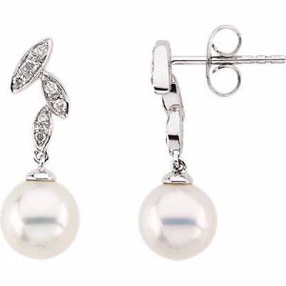 64487:600100:P Freshwater Cultured Pearl & Diamond Earrings