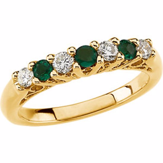 64878:60001:P 14kt Yellow Emerald & 1/3 CTW Diamond Anniversary Band