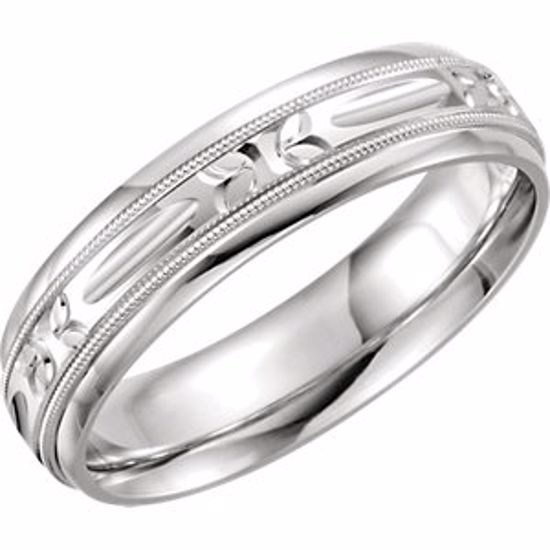 50646:100500:P 14kt White 6mm Comfort Fit Design Band Size 7