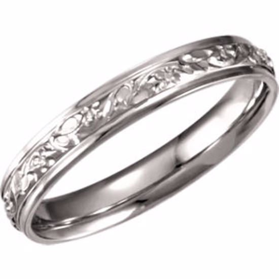 50674:60009:P 14kt White 4mm Floral Design Band Size 9