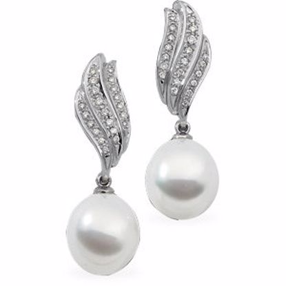 63807:3041670:P 18 Palladium White 3/8 CTW Diamond & 13mm South Sea Cultured Pearl Earrings