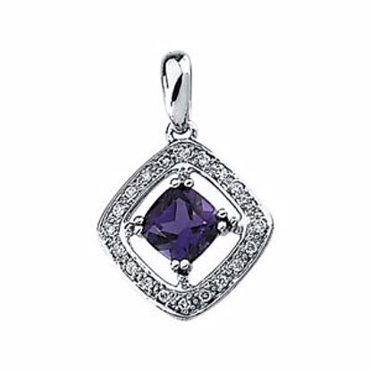 64560:100100:P 14kt White Amethyst & 1/10 CTW Diamond Pendant