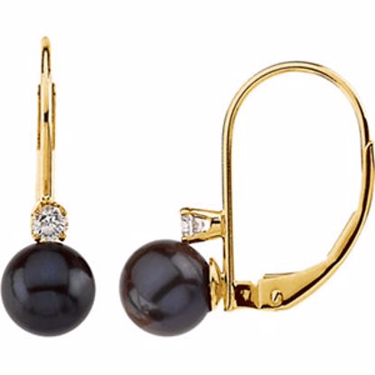 61041:2619590:P Akoya Cultured Pearl & Diamond Lever Back Earring