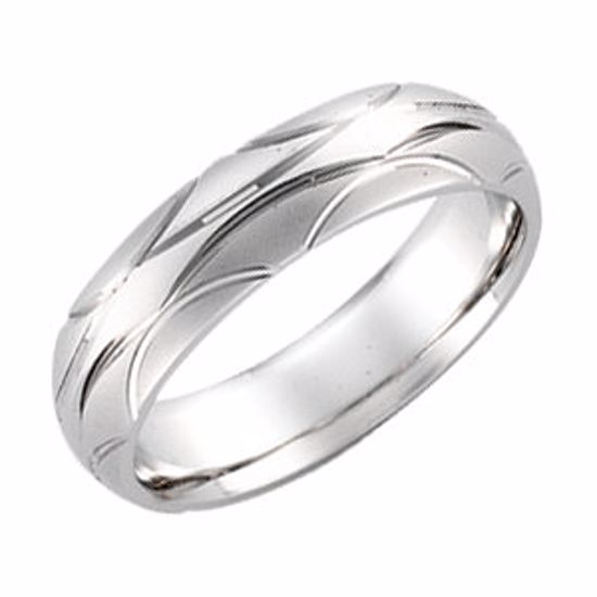 50678:5002:P 14kt White 6mm Patterned Band Size 7