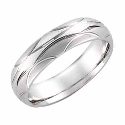 50678:5005:P 14kt White 6mm Patterned Band Size 10