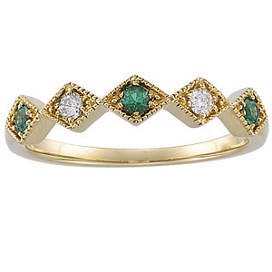 64641:100100:P 14kt Yellow Emerald & 1/10 CTW Diamond Anniversary Band