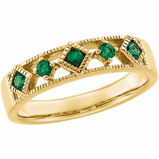 64630:100100:P 14kt Yellow Emerald Anniversary Band Size 7