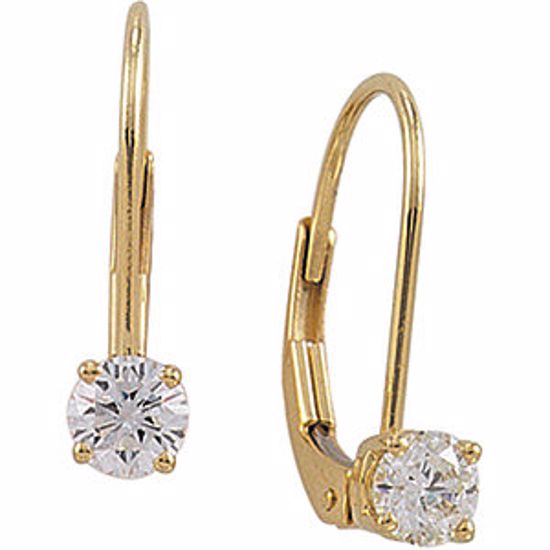 61053:2619460:P Diamond Solitaire Lever Back Earrings