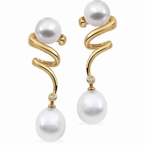 64315:1005770:P 18kt Yellow .06 CTW Diamond & 11mm South Sea Cultured Pearl Earrings