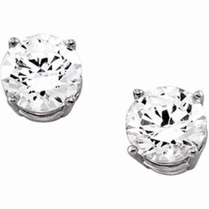 61102:2619740:P 14kt White 6mm Cubic Zirconia Earrings