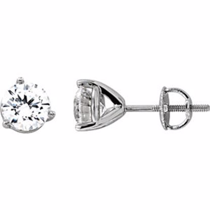 63765:2977440:P 14kt White 6.5mm Cubic Zirconia Round 3-Prong Stud Earrings