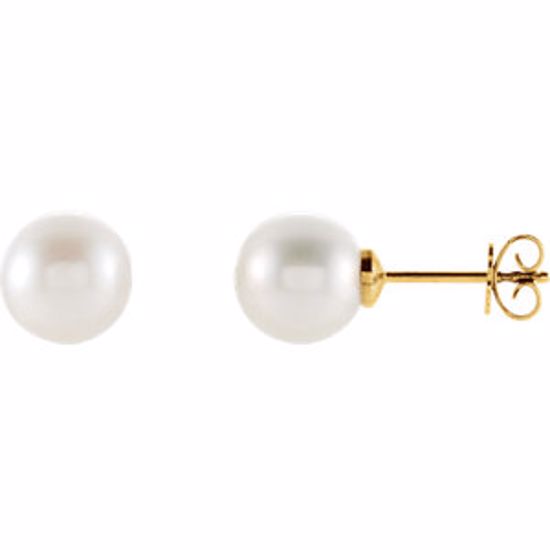 63484:2939970:P 18kt Yellow 15mm Round South Sea Pearl Earrings