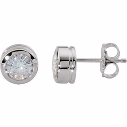 62089:2904580:P Charles & Colvard Moissanite® Bezel Stud Earrings