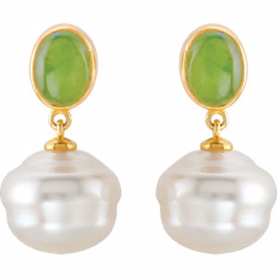 64100:600670:P Oval Nephrite Jade Dangle Earrings