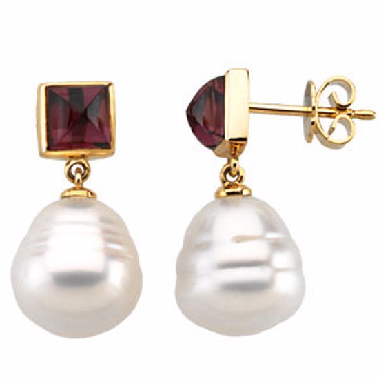 64117:601390:P South Sea Cultured Pearl & Rhodolite Garnet Earrings or Semi-mount