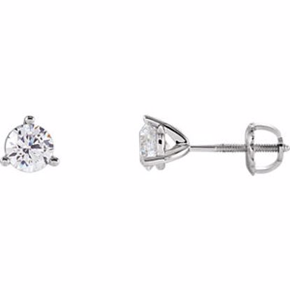 63765:2976400:P 14kt White 5.25mm Cubic Zirconia Round 3-Prong Stud Earrings