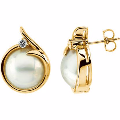 60853:2622890:P Mabé Cultured Pearl & Diamond Earrings