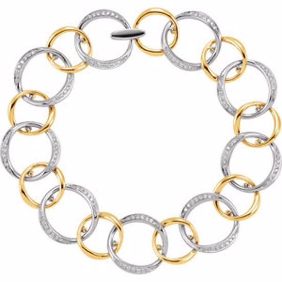 64961:60001:P 14kt White & Yellow 3/4 CTW Diamond Link Bracelet