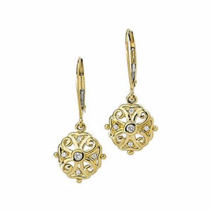 65106:100200:P Diamond Filigree Dangle Lever Back Earrings