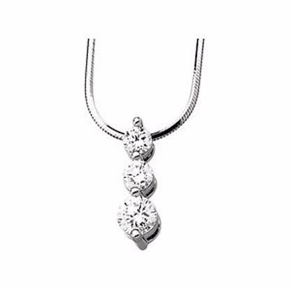 65159:20011:P Cubic Zirconia 3 Stone Necklace