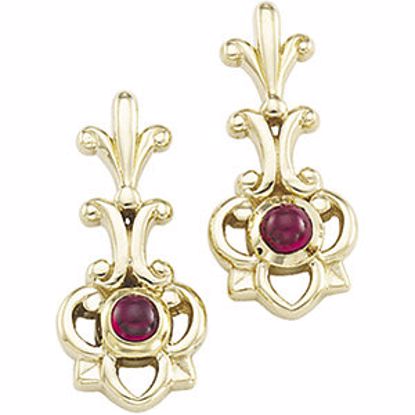 65218:100100:P Genuine Cabochon Ruby Earrings