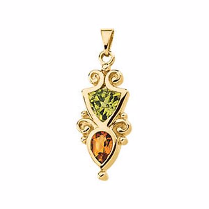 65265:100100:P 14kt Yellow Peridot & Citrine Pendant