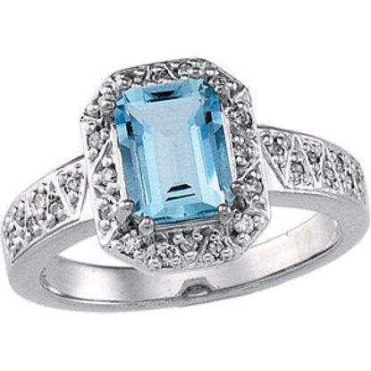 65298:100100:P Aquamarine & Diamond Halo-Style Ring