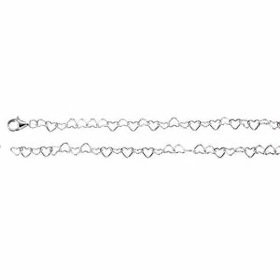 CH805:100300:P Sterling Silver 4.5mm Heart Link 18" Chain
