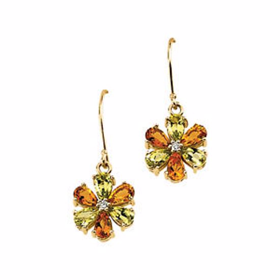 65280:100100:P Multi-Gemstone & Diamond Floral Design Earrings