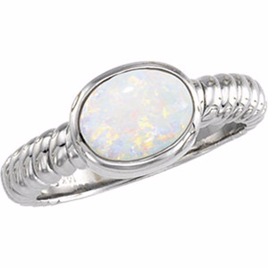 65316:100100:P 14kt White Opal Rope Design Ring