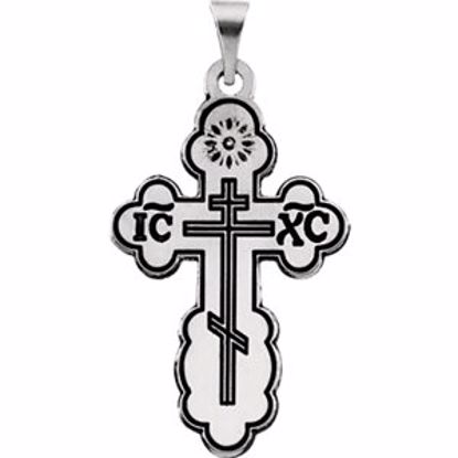 R16114KIT:137486:P Sterling Silver 26x17mm Orthodox Cross Pendant