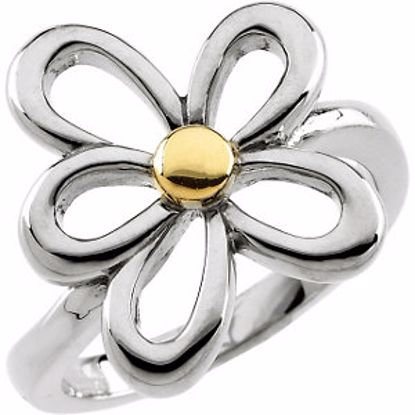 50700:100001:P 14kt White & Yellow Floral Ring 