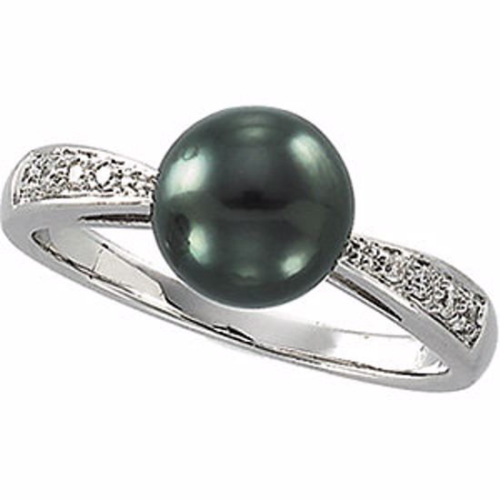 65134:60002:P 14kt White 1/10 CTW Diamond & Tahitian Pearl Ring