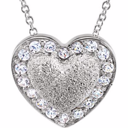 65361:60001:P Sterling Silver Cubic Zirconia Heart 18" Necklace