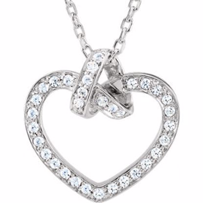 65360:60001:P Sterling Silver Cubic Zirconia Heart 18" Necklace