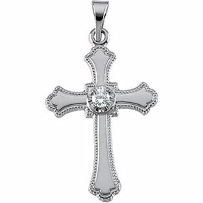 R41074:163716:P 14kt White 15x11mm Diamond Cross Pendant