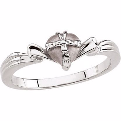 R16608KIT:140398:P 14kt White The Gift Wrapped Heart® Chastity Ring Size 4