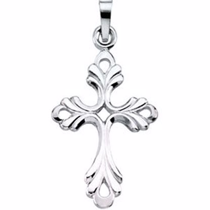 R16008:129362:P 14kt White 24.5x17mm Design Cross Pendant