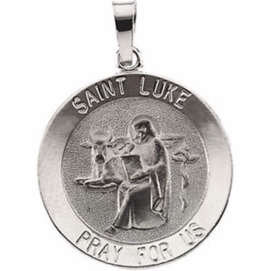 R16318:254873:P 14kt White 18mm Round St. Luke Medal