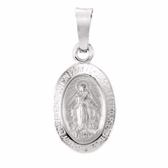 R5020:304417:P 14kt White 12x8mm Oval Miraculous Medal