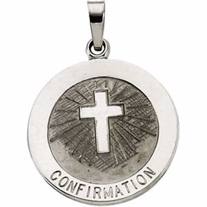 R5045:304344:P 14kt White 18mm Confirmation Medal with Cross