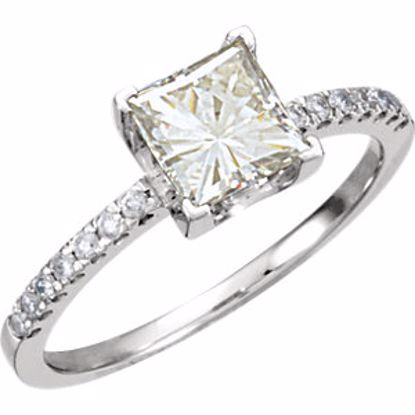 65473:100396:P Charles & Colvard Moissanite® & Diamond Accented Ring