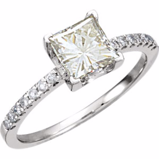 65473:100396:P Charles & Colvard Moissanite® & Diamond Accented Ring