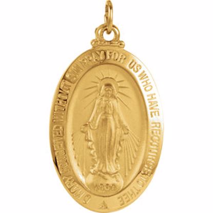 R5020:304606:P 14kt Yellow 26x18mm Oval Miraculous Medal