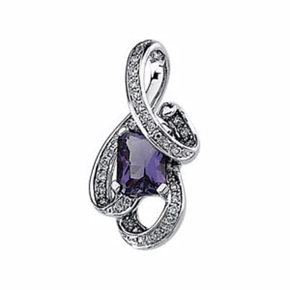 65549:60001:P 14kt White Amethyst & 1/6 CTW Diamond Pendant